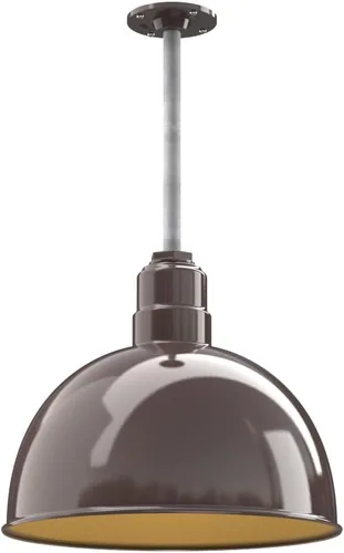 Vista 36 de Steel Lighting Co. Colgante de cuenco rosa Lámpara montada en el techo Cúpula de 15 pulgadas vástago de 12 pulgadas Estilo granero de acero