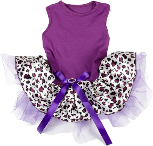 Vista 6 de Petitebella Vestido para perro cachorro con tema de leopardo liso (leopardo negro/beige, talla XS)