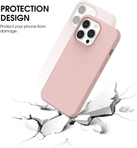 Vista 5 de Funda compatible con iPhone 13 Pro 2021, silicona líquida de gel suave de goma de 3 capas de cobertura completa