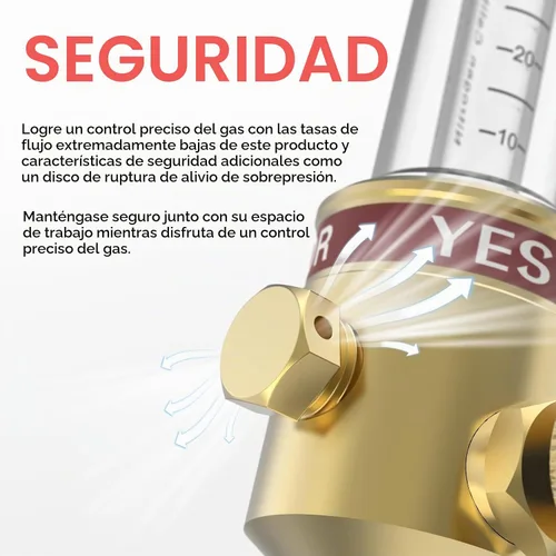 Vista 5 de YESWELDER Medidor de flujo de nitrógeno 1/4" SAE Flare Inlet 0-70SCFH 50PSI Indicador de flujo de nitrógeno para soldar