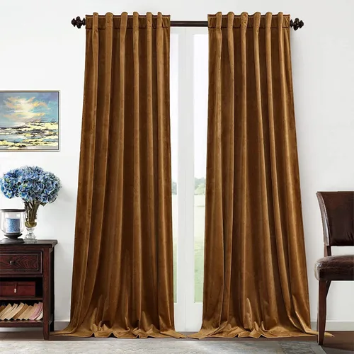 Vista 35 de Benedeco - Cortinas de terciopelo burdeos para ventana de dormitorio con pompón, cortinas de lujo súper suaves, oscurecimiento y aislamiento térmico