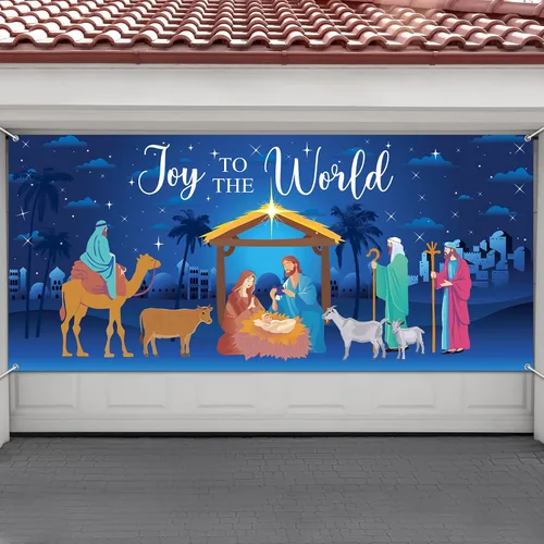 Vista 7 de Buryeah Decoración navideña para puerta de garaje, 6 x 13 pies, cubierta de Navidad para puerta de garaje, telón de fondo grande para decoraciones