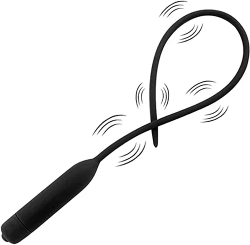 Vista 7 de Tapón uretral de silicona vibratorio con sonidos uretrales para el pene, dilatador masculino para masturbación uretral, negro (4.3 in)