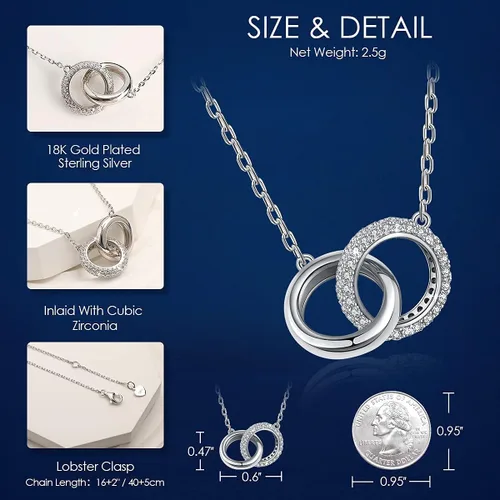 Vista 6 de Gargantilla de plata de ley 925 para mujer, dije de moda, chapado en oro blanco y rosa, diseño de estrella de luna, cadena simple, con cierre