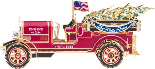 Vista 2 de 2016 Oficial Casa Blanca No Deslustrante 24k Oro Chapado En Oro Adorno De Navidad - Herbert Hoover
