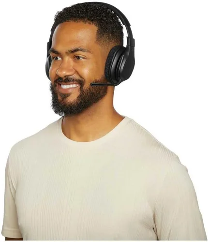 Vista 2 de Belkin Auriculares inalámbricos SoundForm Adapt, micrófono Boom, batería 45H Auriculares sobre la oreja, diseño plegable, USB-C y opción con cable