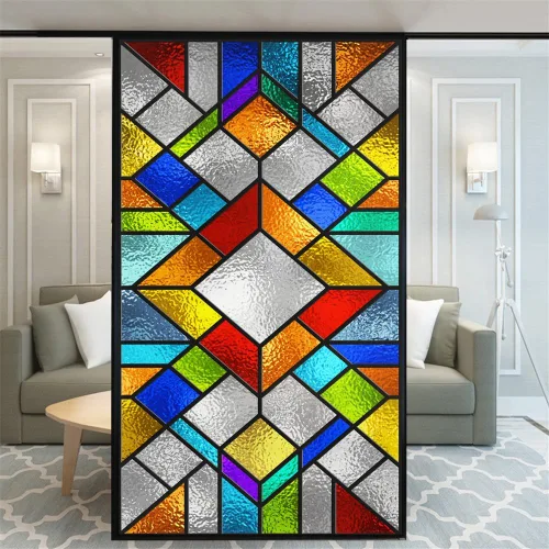 Vista 2 de Película decorativa sin pegamento para ventana, diseño moderno y clásico, para ventana, 15.7 x 23.6 pulgadas