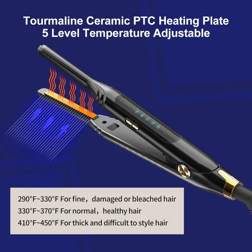 Vista 4 de Plancha de Lápiz 3/10'' Planchas Pequeñas para Cabello Corto, Corte Pixie y Flequillo, Alisador de Cabello para Bordes con Pantalla LED, Mini