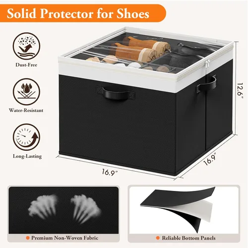 Vista 5 de StoreHappily Organizador de zapatos para armario, 2 paquetes con capacidad para hasta 32 pares, contenedores grandes de almacenamiento de zapatos
