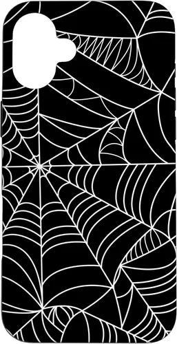 Vista 22 de iPhone 16 Spider Web Halloween Pattern Spooky on Black Case