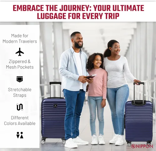 Vista 5 de NIPPON Luggage Nomad - Maleta giratoria rígida con ruedas para mujeres y hombres, rodillo de carcasa dura de viaje, ultra fuerte y duradero
