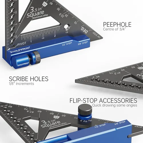 Vista 3 de Mini Escuadra de Carpintería con Tope Abatible de 90 Grados Escuadra Pequeña Calibre de Medición de Precisión para Carpintería Regla Triangular