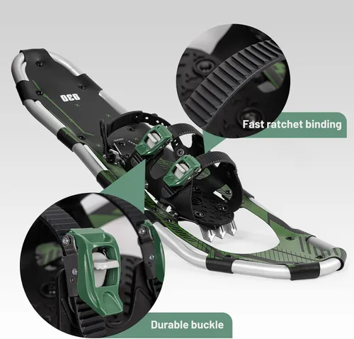 Vista 2 de G2 30/36 Inches Light Weight Snowshoes Set with Trekking Poles, Anti-Slip Sole, Fast Ratchet Binding, for Women Men Youth (Blue/Green)