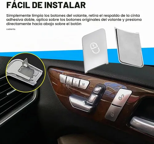 Vista 7 de 12 calcomanías para botón de desbloqueo de puerta con memoria de asiento de automóvil, cubierta de ajuste del botón del interruptor, repuesto