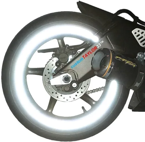 Vista 7 de customTAYLOR33: cinta reflectora de alta intensidad de seguridad para llantas, blanca/plateada/cromada (debe seleccionar el tamaño de llanta)