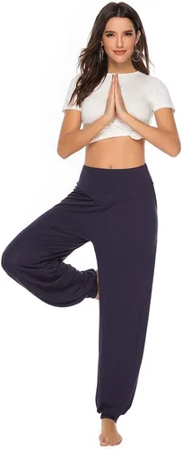 Vista 8 de Pantalones de algodón modal para mujer de AvaCostume, pantalones suaves para practicar yoga o deportes.