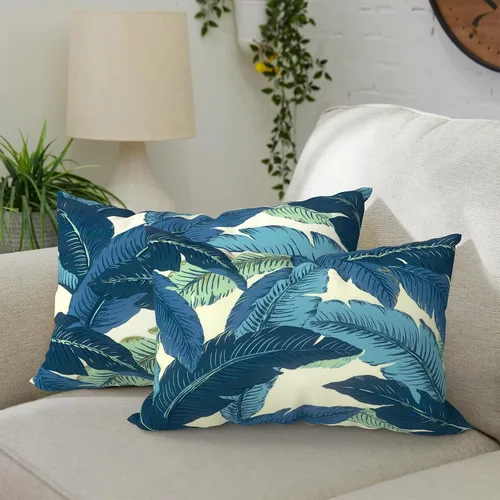 Vista 42 de DYTXIII Paquete de 2 almohadas lumbares impermeables para exteriores con rellenos, 12 x 20 pulgadas, almohada decorativa rectangular para patio