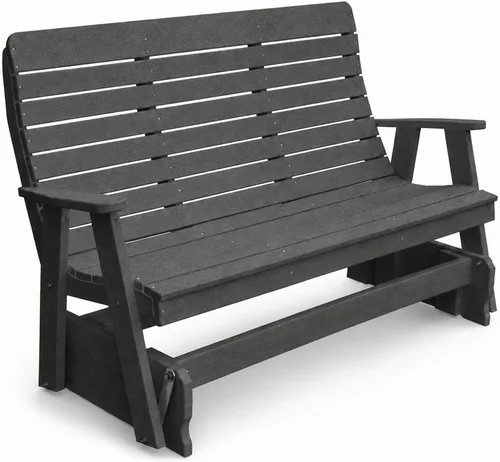 Vista 46 de Amish Made Antique Mahogany 4 ft Outdoor Glider Bench, HDPE Made in USA Fairfax Collection HDPE Poly Lumber Outdoor Glider Bench, All-Weather