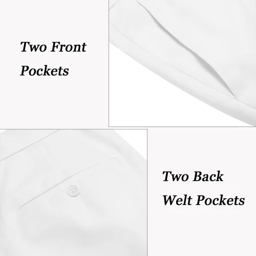 Vista 5 de COOFANDY Pantalones de vestir con frente plano de ajuste clásico para hombre, sin planchado, pantalones casuales de primera calidad, pantalones
