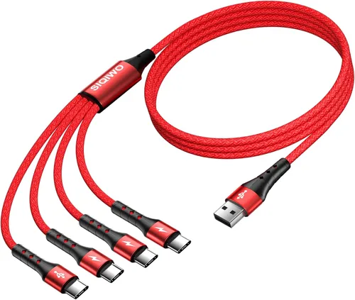 Vista 10 de SIQIWO Cable multiUSB C de carga rápida, [paquete de 4 pies/2] QC 3.0 (3A), cable divisor USB C, cable de carga 4 en 1 con 4 puertos tipo C
