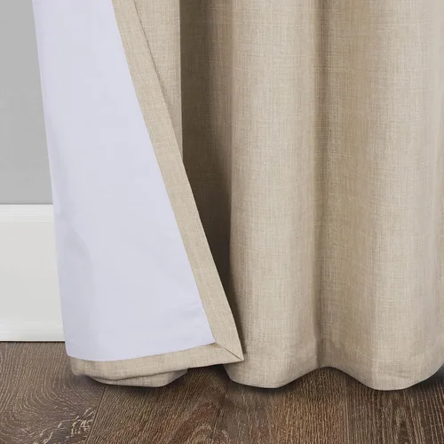 Vista 3 de always4u Cortinas 100% opacas con textura de lino, tejido casual, cortinas con aislamiento térmico para sala de estar, dormitorio, 2 paneles, beige