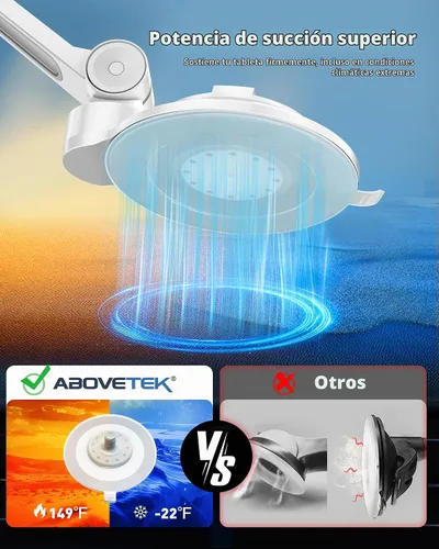 Vista 6 de AboveTEK Soporte de succión para iPad, soporte para tableta de teléfono con ventosa se adapta a tabletas de 4 a 11 pulgadas, iPad mini/aire, soporte