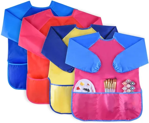 Vista 15 de KUUQA Delantal para Arte Impermeable para Niños, Delantales de Arte para Niños, Suministros para Pintar (Pinturas y pinceles no incluidos)