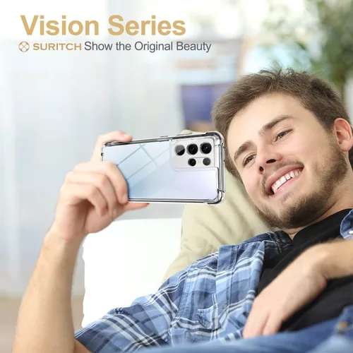 Vista 4 de SURITCH Funda Ultra Clear para Samsung Galaxy S21 de 6.8 pulgadas (solo protector de pantalla), [protector de pantalla integrado] carcasa rígida