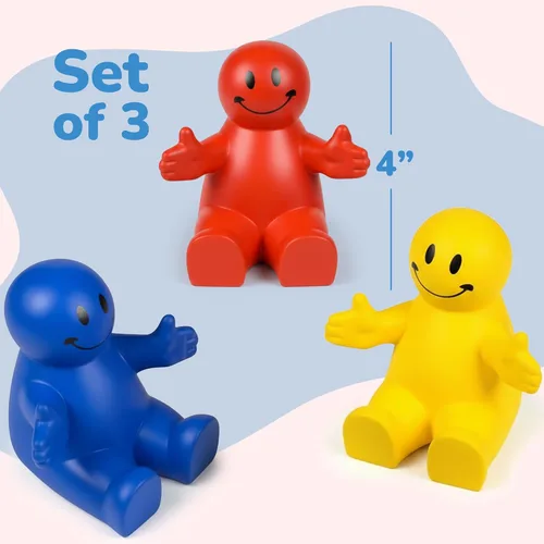 Vista 4 de ArtCreativity Paquete de 3 soportes para teléfono de 4 pulgadas, diseño de sonrisa bonita, soporte para teléfono inteligente, juguete para aliviar