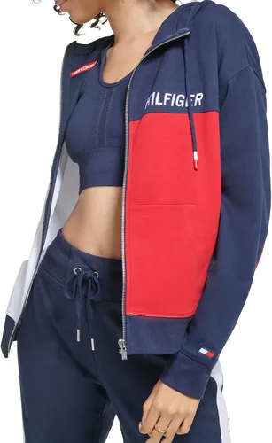 Vista 3 de Tommy Hilfiger Sudadera con capucha de forro polar suave y cómoda con bloques de color para mujer