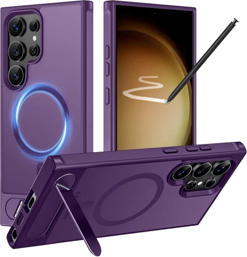 Vista 8 de Hualele - Funda magnética para Samsung Galaxy S24 Plus/S25 Plus con soporte de metal, [compatible con MagSafe]