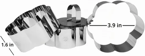 Vista 3 de NewlineNY - Anillos de postre de acero inoxidable (4 piezas) con forma de flor, aperitivos moldeados, ensaladas, pasteles, moldeo de mousse