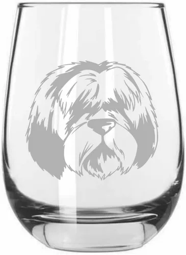 Vista 235 de Shar Pei (chino) - Vaso de vino sin tallo grabado para perro, 15.25 onzas