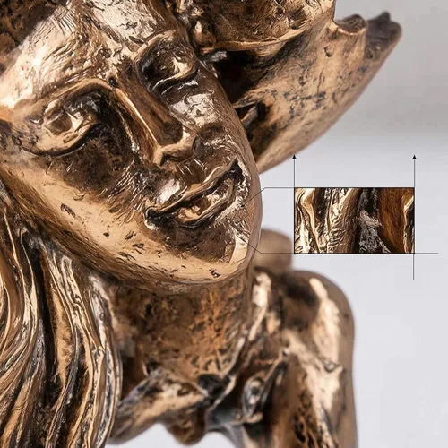 Vista 6 de Couple Figure Sculpture Decorative Couple Hug Figure Distressed Statue for Art Lovers, Bookshelf, Desk, Bronze, Small