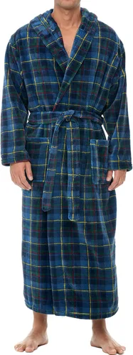 Vista 50 de Alexander Del Rossa Bata de baño de vellón afelpado suave, con capucha, para hombre, bata larga y cálida Verde militar