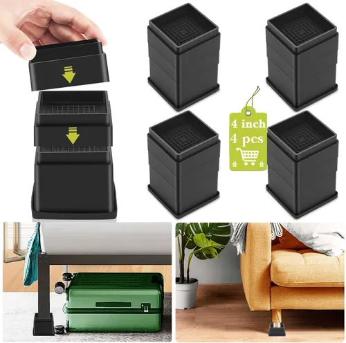 Vista 21 de Paquete de 12 elevadores de muebles de 1, 2 o 3 pulgadas, elevadores de cama ajustables resistentes para mesa, escritorio, sofá, silla, gabinete