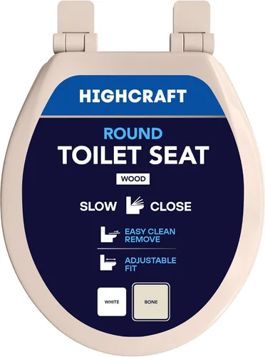 Vista 10 de HIGHCRAFT Asiento de inodoro alargado premium con diseño de cierre suave, bisagras ajustables y mecanismo de extracción rápida - Asiento de inodoro
