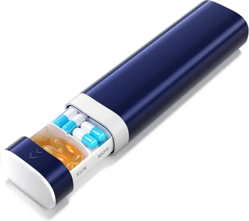 Vista 10 de Betife Pastillero de viaje semanal de 7 días, pastillero diario compacto, estuche portátil para medicamentos, lindo pastillero para suplementos