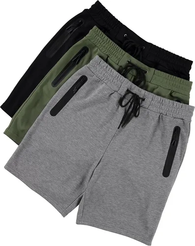 Vista 3 de PURE CHAMP Pantalones cortos de felpa francesa para hombre, paquete de 3 pantalones cortos de gimnasio para hombre, pantalones cortos