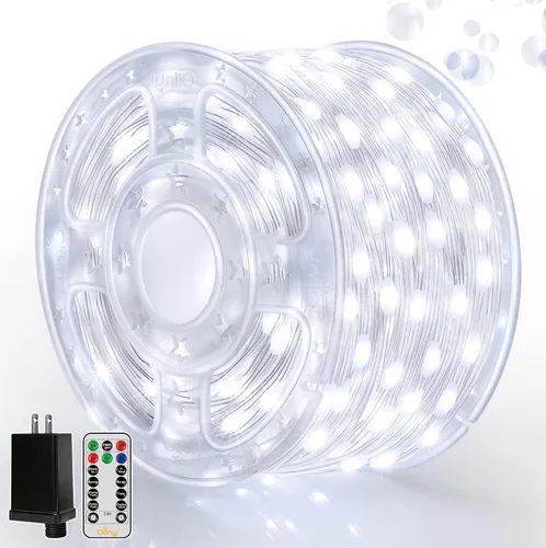 Vista 13 de Ollny Luces de Navidad para exteriores, 600 LED de 197 pies, luces multicolor para árbol de Navidad IP67, luces de hadas enchufables con control