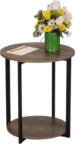 Vista 8 de Household Essentials Mesa auxiliar de madera con estante de almacenamiento Ashwood