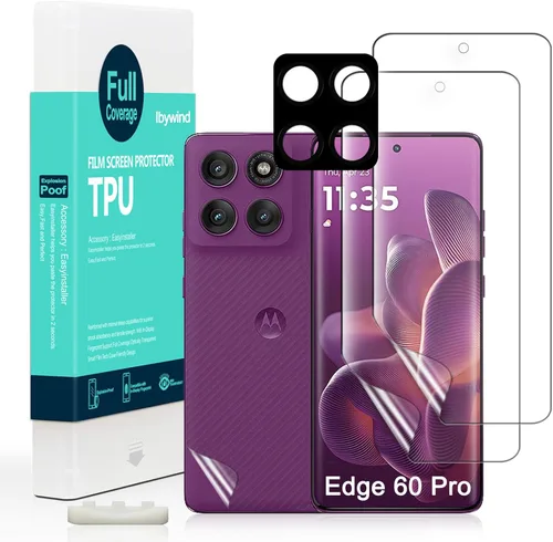 Vista 12 de Ibywind Protector de pantalla para Motorola Edge 60 5G, paquete de 2, película de hidrogel con protector de lente de cámara, herramienta de fácil
