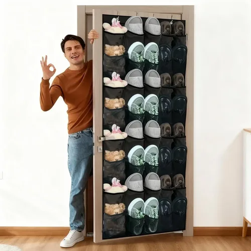 Vista 3 de Over the Door Shoe Organizer, 35 Pockets Behind the Door Storage, Hanging Shoe Organizer, Space Saving Hanging Storage Holder, Reusable Breathable