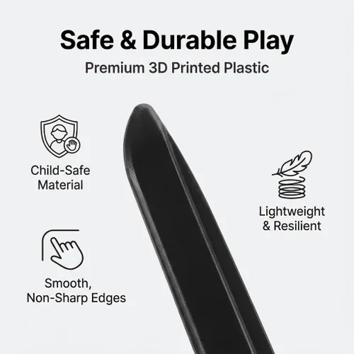 Vista 2 de 2 espadas samurai retráctiles impresas en 3D, accesorio telescópico inspirado en Katana de plástico, espada falsa extensible por gravedad (dorado)