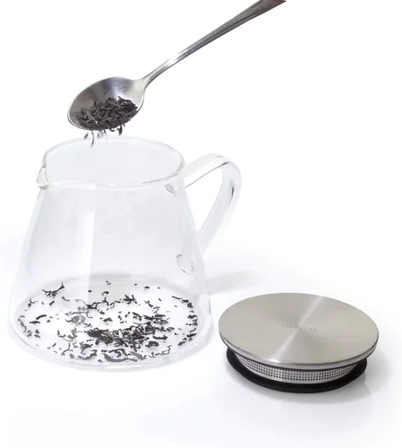 Vista 4 de Four Life 841 - Tetera de vidrio, resistente al calor, 18.9 fl oz (18.0 fl oz), para 3 tazas, tapa con colador de té, una mano, apta para microondas