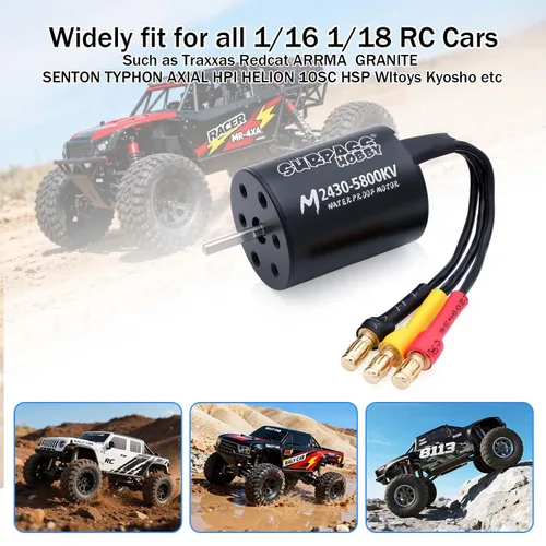 Vista 7 de SurpassHobby 2430 5800KV Motor sin escobillas de alta velocidad impermeable de eje de 2mm y para coches y camiones de control remoto 1/16 1/18