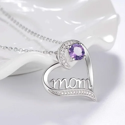 Vista 6 de Dorella - Collar de plata de ley 925 para mujer, con dije de corazón con joya de nacimiento para mayo y junio, esmeralda, regalo de cumpleaños