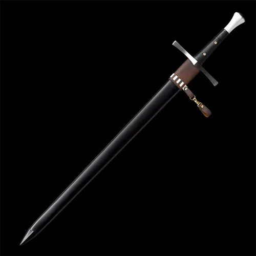Vista 3 de Fidestisan Espada medieval hecha a mano de 46 pulgadas, hecha a mano, estilo moderno, caballero largo, espiga completa 5160, tratamiento térmico