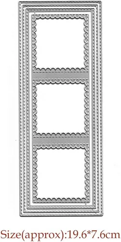 Vista 2 de Troquelado de metal con marco cuadrado rectangular, troquelado de tarjetas de Navidad de marco largo para grabado en relieve, papel decorativo