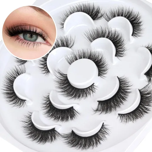 Vista 21 de Veleasha Pestañas postizas de manga puntiagudas, 100% hechas a mano, aspecto natural, pestañas postizas ligeras con banda transparente suave